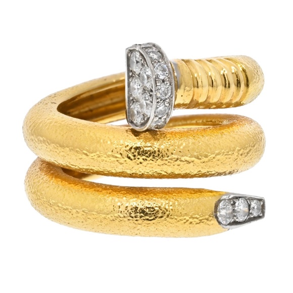 David Webb Platinum & 18K Yellow Gold Nail Ring - Picture 1 of 5